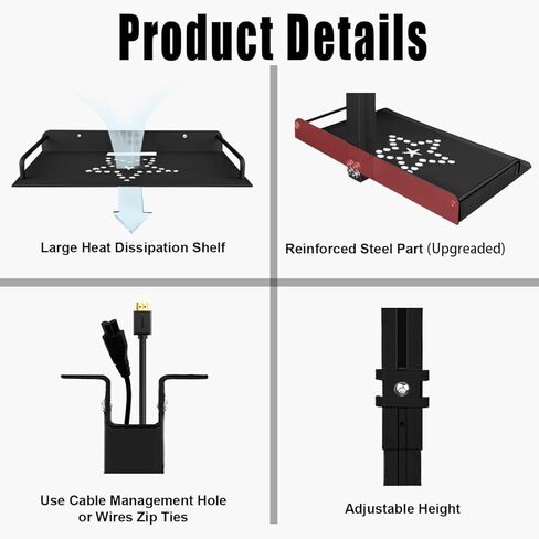 حامل سقف عالمي 2-Be-Best مع صينية لجهاز العرض، 11.8 بوصة - 20.5 بوصة / 30 سم - 52 سم ارتفاع قابل للتعديل لرف جهاز عرض السقف للجدار/السقف (ترقية سوداء) in Kuwait