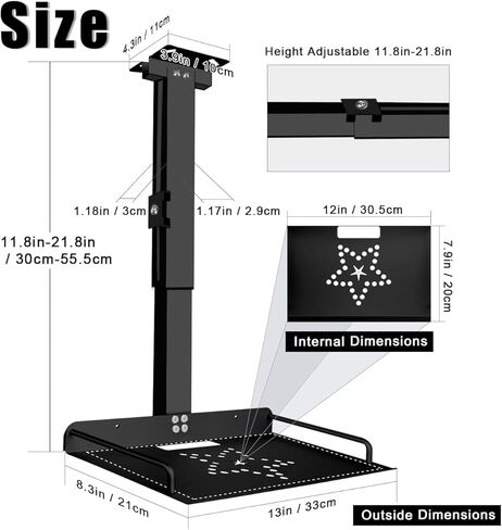 حامل سقف عالمي 2-Be-Best مع صينية لجهاز العرض، 11.8 بوصة - 20.5 بوصة / 30 سم - 52 سم ارتفاع قابل للتعديل لرف جهاز عرض السقف للجدار/السقف (ترقية سوداء) in Kuwait