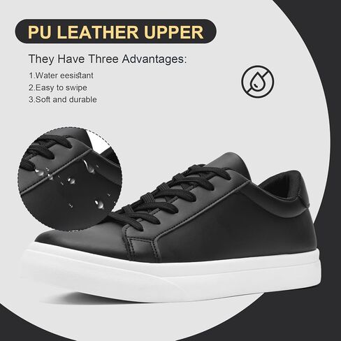 White Fashion Sneakers for Men Women 2024, Men’s Black Casual Leather Skate Shoes, Non Slip Comfortable Breathable Tennis Walking Shoes in Saudi Arabia