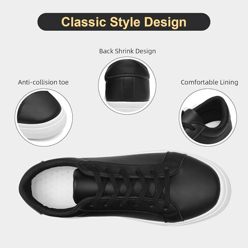 White Fashion Sneakers for Men Women 2024, Men’s Black Casual Leather Skate Shoes, Non Slip Comfortable Breathable Tennis Walking Shoes in Saudi Arabia