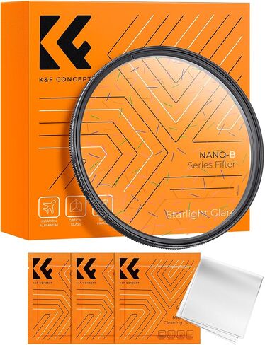 K&F Concept 77mm Colorful Brushed Filter Ultra-Thin Frame Optical Glass Starlight Glare Special Effect Filter with 3 Vacuum Cleaning Cloths for Camera Lens in Saudi Arabia