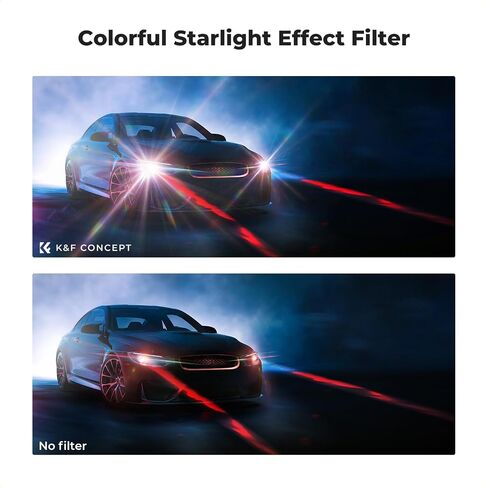 K&F Concept 77mm Colorful Brushed Filter Ultra-Thin Frame Optical Glass Starlight Glare Special Effect Filter with 3 Vacuum Cleaning Cloths for Camera Lens in Saudi Arabia