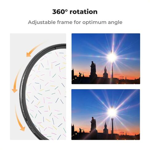 K&F Concept 77mm Colorful Brushed Filter Ultra-Thin Frame Optical Glass Starlight Glare Special Effect Filter with 3 Vacuum Cleaning Cloths for Camera Lens in Saudi Arabia