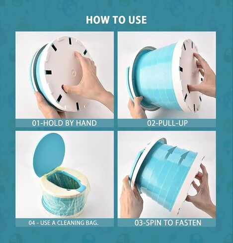 Collapsible Potty for Toddler Travel, Portable Potty for Toddler Travel, Car Potty with Storage Bag, 4 Car Seat Hooks (Green) in Saudi Arabia