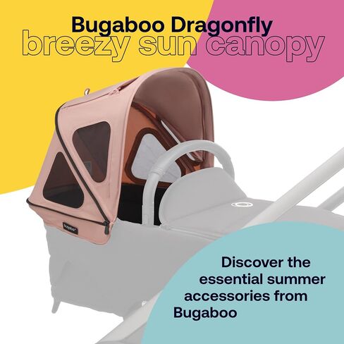 Bugaboo Dragonfly Breezy Sun Canopy Stroller Accessory with UPF 50+ Sun Protection and Ventilation Panels, Morning Pink in Saudi Arabia