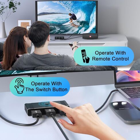 محول HDMI، محول HDMI 2.1 8K، محول مقسم HDMI ثنائي الاتجاه 2 في 1 مع جهاز تحكم عن بعد بالأشعة تحت الحمراء، صندوق تبديل HDMI يدعم 8K@60 هرتز، 4K@120H، متوافق مع Xbox Series X، Xbox One X، PS5 in Saudi Arabia