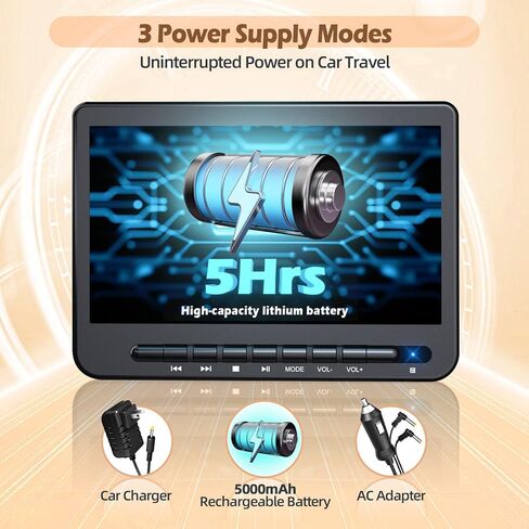 مشغل DVD محمول مزدوج مقاس 10.5 بوصة للسيارة مع مدخل HDMI 1080P، مشغل DVD للسيارة قابل لإعادة الشحن من DESOBRY، شاشة مزدوجة لتشغيل نفس أو فيلمين مختلفين، بطارية 5 ساعات، دعم USB، مدخل/خارج AV in Kuwait