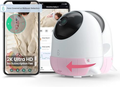 جهاز مراقبة الأطفال اللاسلكي Simshine مع تطبيق الهاتف الذكي للوصول إلى الهاتف، تهويدة Cry Auto المهدئة، التقاط الصور تلقائيًا، تنبيه مغطى بالوجه، صوت ثنائي الاتجاه، سياج افتراضي، كاميرا 2K UHD in Saudi Arabia