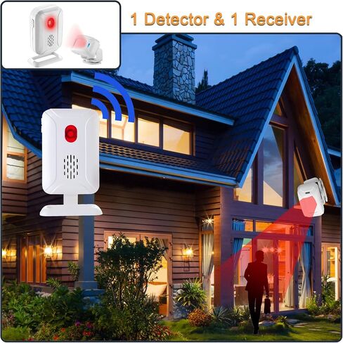 Wireless PIR Motion Sensor Detector Home Store Welcome Buzzer Monitor Commercial Door Entry Security Alert for Business Mailbox, Caregiver Reminder for Elderly (1 Sensor & 2 Doorbell) in Saudi Arabia
