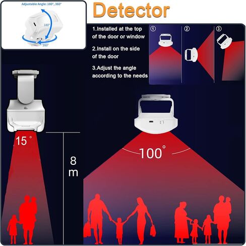 Wireless PIR Motion Sensor Detector Home Store Welcome Buzzer Monitor Commercial Door Entry Security Alert for Business Mailbox, Caregiver Reminder for Elderly (1 Sensor & 2 Doorbell) in Saudi Arabia