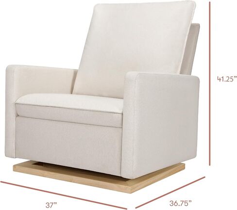 babyletto Cali Pillowback Chair and a Half Glider in Performance Cream Eco-Weave with Light Wood Base, Water Repellent & Stain Resistant, Greenguard Gold and CertiPUR-US Certified in Kuwait