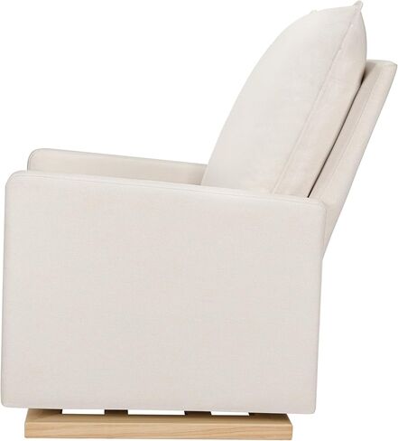 babyletto Cali Pillowback Chair and a Half Glider in Performance Cream Eco-Weave with Light Wood Base, Water Repellent & Stain Resistant, Greenguard Gold and CertiPUR-US Certified in Kuwait