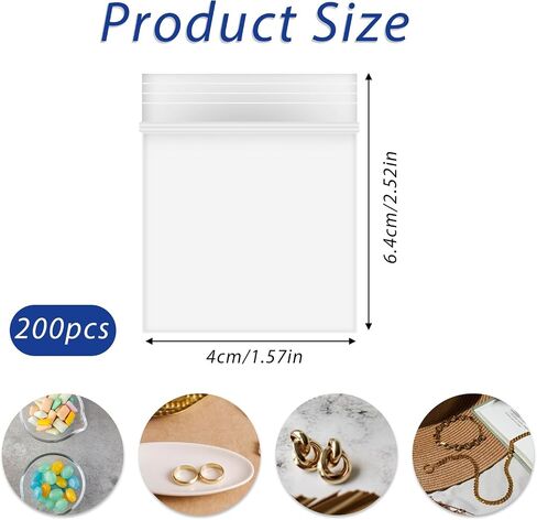 Giantree 200 Pieces 0.98" x 1.18" Plastic Zip Bags, 2 mil Jewelry Bags, Mini Zip Bags, Clear Small Pill Bag Resealable Zip Bag for Travel Small Business Storage Candy Bags (0.98 x 1.18'') in Saudi Arabia