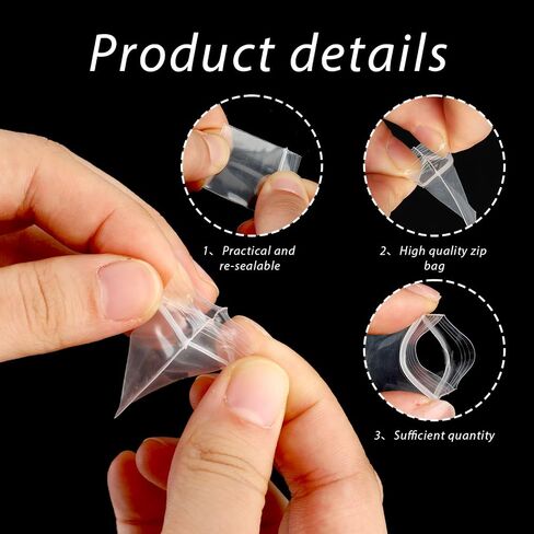 Giantree 200 Pieces 0.98" x 1.18" Plastic Zip Bags, 2 mil Jewelry Bags, Mini Zip Bags, Clear Small Pill Bag Resealable Zip Bag for Travel Small Business Storage Candy Bags (0.98 x 1.18'') in Saudi Arabia
