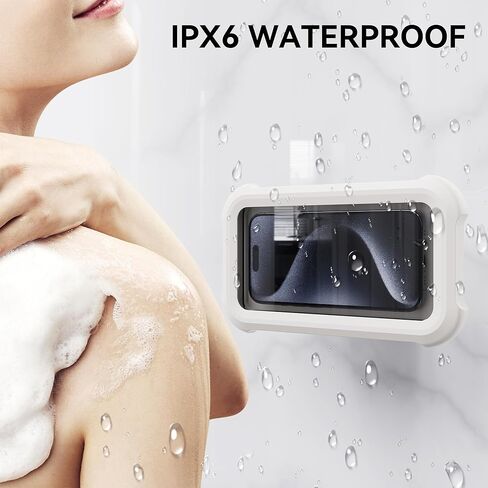Shower Phone Holder Waterproof,360° Degree Rotating Suction Cup Phone Wall Mount Stand, Repeatable,for Bathroom Mirror Bathtub Kitchen,Shower Accessories for 4-7" Phones in Kuwait