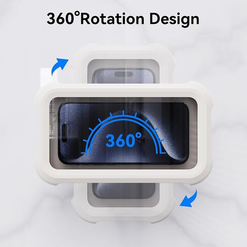 Shower Phone Holder Waterproof,360° Degree Rotating Suction Cup Phone Wall Mount Stand, Repeatable,for Bathroom Mirror Bathtub Kitchen,Shower Accessories for 4-7" Phones in Kuwait