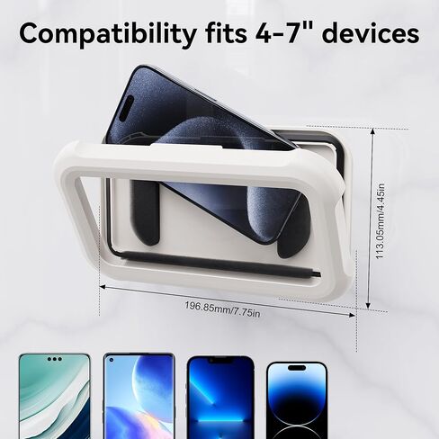 Shower Phone Holder Waterproof,360° Degree Rotating Suction Cup Phone Wall Mount Stand, Repeatable,for Bathroom Mirror Bathtub Kitchen,Shower Accessories for 4-7" Phones in Kuwait