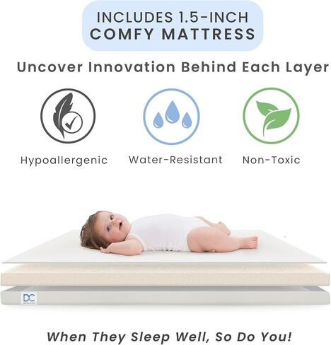 Delta Children Mia Portable Folding Mini Crib with 1.5-Inch Mattress - Greenguard Gold Certified, Ebony Black/Natural in Saudi Arabia