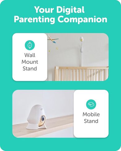 Cubo Ai Plus Smart Baby Monitor with Wall Mount: Sleep Safety Alerts for Covered Face, Danger Zone & Sleep Analytics - 1080p HD Night Vision Camera, 2-Way Audio, Cry & Temperature Detection in Kuwait