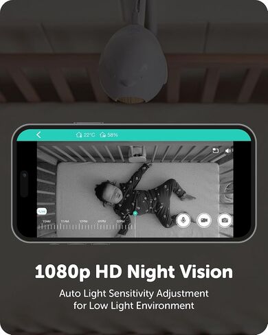 Cubo Ai Plus Smart Baby Monitor with Wall Mount: Sleep Safety Alerts for Covered Face, Danger Zone & Sleep Analytics - 1080p HD Night Vision Camera, 2-Way Audio, Cry & Temperature Detection in Kuwait