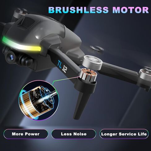 TL12 RGB إضاءة بدون طيار محركات بدون فرش مع كاميرا 1080P HD 3D تقلب FPV نقل التدفق البصري الارتفاع عقد وضع مقطوعة الرأس مفتاح واحد لبدء RC كوادكوبتر للمبتدئين أضواء متعددة in Kuwait