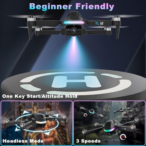 TL12 RGB إضاءة بدون طيار محركات بدون فرش مع كاميرا 1080P HD 3D تقلب FPV نقل التدفق البصري الارتفاع عقد وضع مقطوعة الرأس مفتاح واحد لبدء RC كوادكوبتر للمبتدئين أضواء متعددة in Kuwait