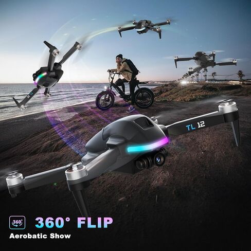 TL12 RGB إضاءة بدون طيار محركات بدون فرش مع كاميرا 1080P HD 3D تقلب FPV نقل التدفق البصري الارتفاع عقد وضع مقطوعة الرأس مفتاح واحد لبدء RC كوادكوبتر للمبتدئين أضواء متعددة in Kuwait
