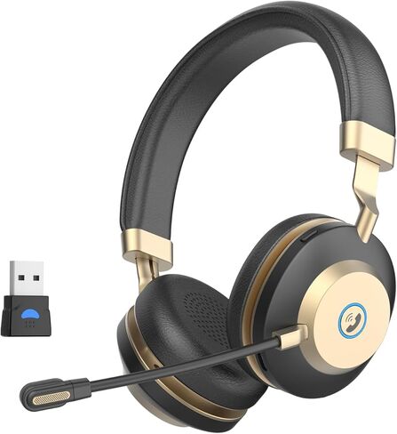 سماعة رأس لاسلكية من Earbay - سماعة بلوتوث V5.3 مع ميكروفون لإلغاء الضوضاء ودونجل USB، سماعات رأس وقت العمل 45 ساعة مع كتم صوت الميكروفون للهاتف والكمبيوتر الشخصي وفرق المكتب ومكالمات الاجتماعات التكبيرية in Kuwait