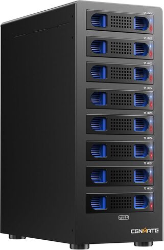 حاوية محرك أقراص ثابتة RAID ذات 8 فتحات مع مروحة تبريد لمحرك أقراص SATA HDD/SSD مقاس 2.5/3.5 بوصة مع كابل USB A/C 3.0+eSATA، حاوية محرك أقراص ثابتة 3.5 تدعم سعة 160 تيرابايت، 8 أوضاع RAID، DAS(NO NAS) in Kuwait