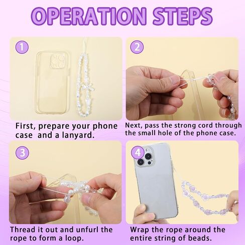 2Pcs Phone Charm Strap, Crystal Butterfly Flower Pearl Phone Beaded Wrist Strap Phone Bracelet Lanyard for Women Phone Keychain Charm in Saudi Arabia