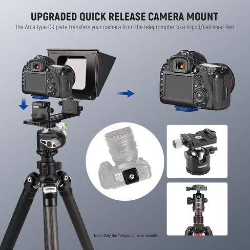 NEEWER X1 Pro II Teleprompter 9 بوصات جميع المعادن مع جهاز تحكم عن بعد/تطبيق RT113، مفتاح سريع 1 ثانية قفل Arca نوع لوحة QR، مشبك هاتف مغناطيسي متوافق مع هاتف iPhone Android الذكي، تجميع مجاني in Saudi Arabia