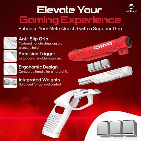 Weighted Gun Stock Pistol Grips for The Meta Quest 3 Controllers, Meta Quest 3 Accessories, VR Gun for The Quest 3, Better Immersion, Customizable Weight Feels Real in FPS Games, VR Gun Stock in Saudi Arabia