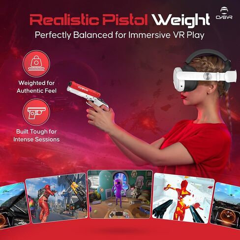 Weighted Gun Stock Pistol Grips for The Meta Quest 3 Controllers, Meta Quest 3 Accessories, VR Gun for The Quest 3, Better Immersion, Customizable Weight Feels Real in FPS Games, VR Gun Stock in Saudi Arabia