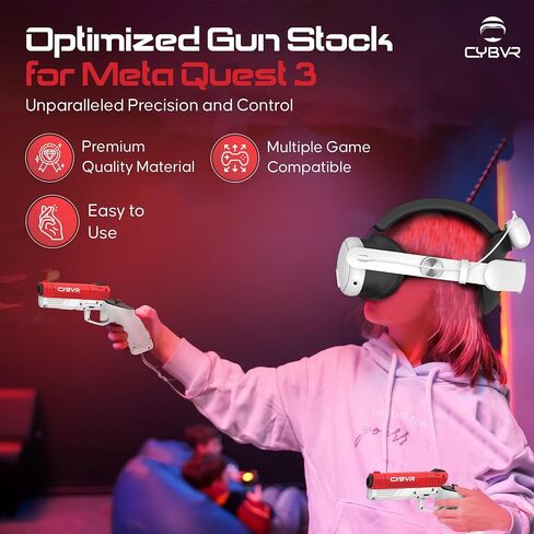 Weighted Gun Stock Pistol Grips for The Meta Quest 3 Controllers, Meta Quest 3 Accessories, VR Gun for The Quest 3, Better Immersion, Customizable Weight Feels Real in FPS Games, VR Gun Stock in Saudi Arabia