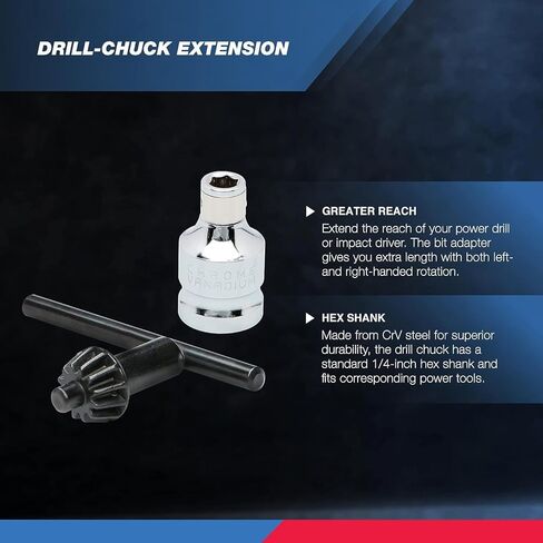 NEIKO 20754A 3/8 "محول ظرف المثقاب | مثقاب ظرف لمحركات الصدمات مع ساق تغيير سريع 1/4 بوصة | محول المثقاب يتضمن محول 1/2 بوصة لبنادق الصدم | محول مثقاب سداسي إلى ظرف in Kuwait