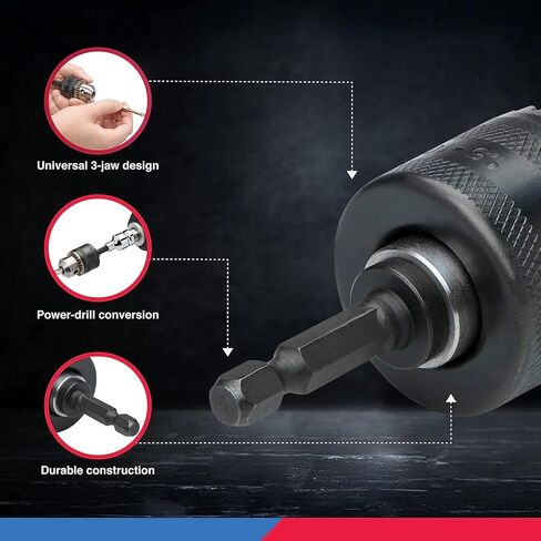 NEIKO 20754A 3/8 "محول ظرف المثقاب | مثقاب ظرف لمحركات الصدمات مع ساق تغيير سريع 1/4 بوصة | محول المثقاب يتضمن محول 1/2 بوصة لبنادق الصدم | محول مثقاب سداسي إلى ظرف in Kuwait