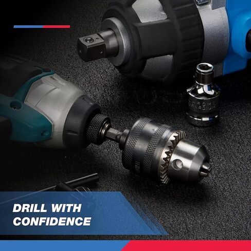 NEIKO 20754A 3/8 "محول ظرف المثقاب | مثقاب ظرف لمحركات الصدمات مع ساق تغيير سريع 1/4 بوصة | محول المثقاب يتضمن محول 1/2 بوصة لبنادق الصدم | محول مثقاب سداسي إلى ظرف in Kuwait