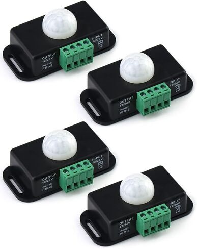 مفتاح LED لمستشعر الحركة QWORK (عبوة من قطعتين)، 12-24 فولت، 6 أمبير، وقت تأخير قابل للتعديل، مسافة حث 5-8 أمتار، مجال رؤية 60 درجة، لإضاءة شريط LED، حامل على الحائط، 3 بوصات in Kuwait