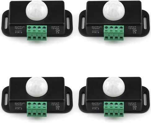 مفتاح LED لمستشعر الحركة QWORK (عبوة من قطعتين)، 12-24 فولت، 6 أمبير، وقت تأخير قابل للتعديل، مسافة حث 5-8 أمتار، مجال رؤية 60 درجة، لإضاءة شريط LED، حامل على الحائط، 3 بوصات in Kuwait