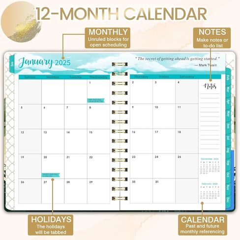 2025-2026 Planner - Planner Weekly and Monthly 2025-2026, JUL. 2025 - JUN. 2026, 6.4" x 8.5", Academic Calendar with Monthly Tabs, Sturdy Cover, Premium Paper, Back Pocket, Strong Twin-wire Binding in Saudi Arabia