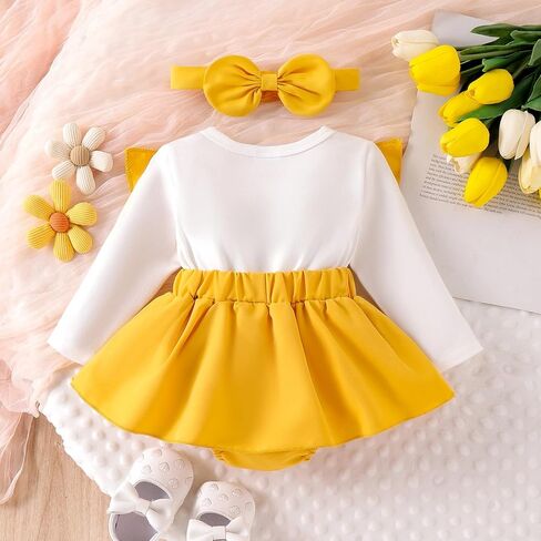 Baby Girl Clothes Newborn Outfits Infant Ruffle One Piece Romper Cute Cartoon Dress with Headband 0-18 Months in Saudi Arabia