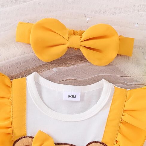 Baby Girl Clothes Newborn Outfits Infant Ruffle One Piece Romper Cute Cartoon Dress with Headband 0-18 Months in Saudi Arabia