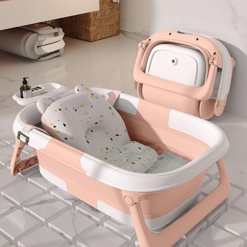 Dog Bath Tub with Water Drain Plug Portable Collapsible Bathtub for Dog Bathing and Washing Foldable Dog Bath Space Saving Design for Small Medium Pets and Cats Pink in Saudi Arabia
