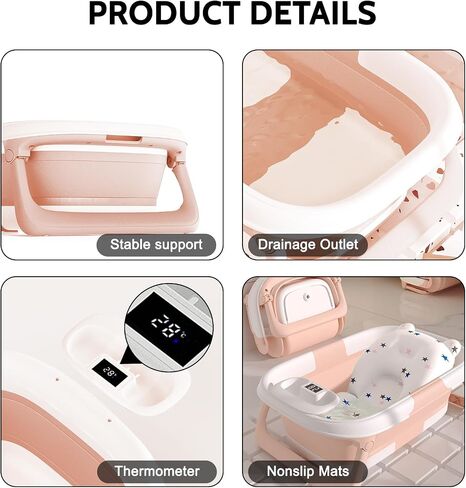 Dog Bath Tub with Water Drain Plug Portable Collapsible Bathtub for Dog Bathing and Washing Foldable Dog Bath Space Saving Design for Small Medium Pets and Cats Pink in Saudi Arabia