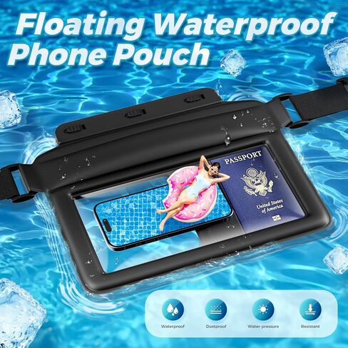 JOTO Large Floating Waterproof Phone Pouch with Adjustable Waist Strap, Water Proof Fanny Pack Dry Bag Wallet for Cellphone Passport Watch and Valuables, Beach Essential for Swimming Snorkeling in Saudi Arabia