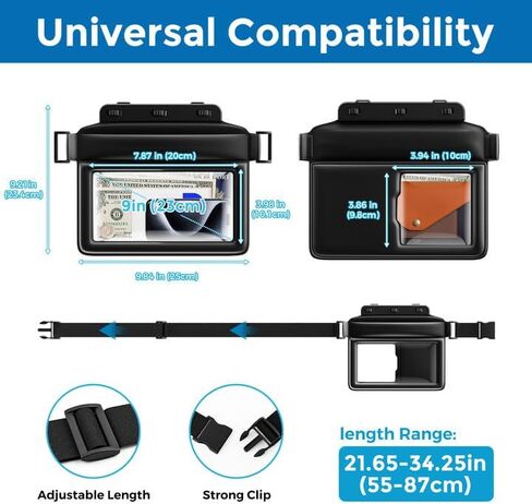 JOTO Large Floating Waterproof Phone Pouch with Adjustable Waist Strap, Water Proof Fanny Pack Dry Bag Wallet for Cellphone Passport Watch and Valuables, Beach Essential for Swimming Snorkeling in Saudi Arabia