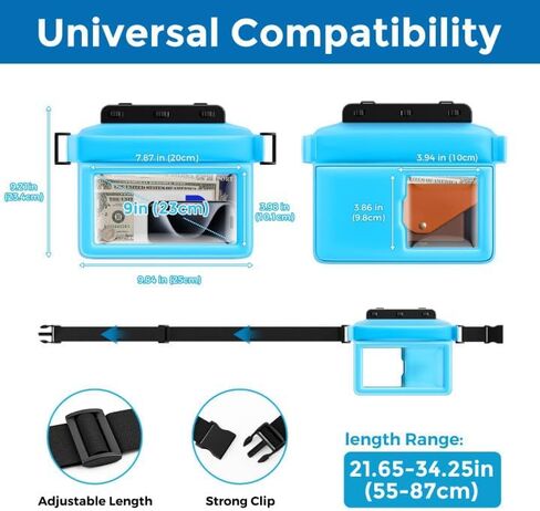 حقيبة هاتف كبيرة عائمة مقاومة للماء من جوتو مع حزام خصر قابل للتعديل، محفظة حقيبة جافة مقاومة للماء للهاتف المحمول وساعة جواز السفر والأشياء الثمينة، ضرورية للشاطئ للسباحة والغطس in Kuwait