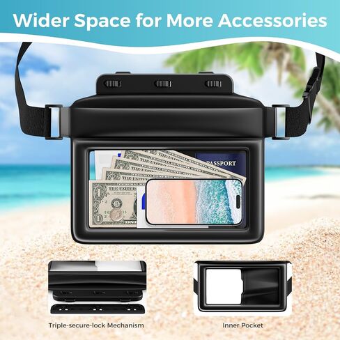 JOTO Large Floating Waterproof Phone Pouch with Adjustable Waist Strap, Water Proof Fanny Pack Dry Bag Wallet for Cellphone Passport Watch and Valuables, Beach Essential for Swimming Snorkeling in Saudi Arabia