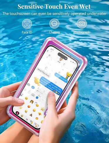 TOPGO Waterproof Phone Case with Crossbody Lanyard for Snorkeling, Diving and Filming [Underwater Screen Touchable & Water Protector] Cell Phone Dry Box Up to 7 inch for iPhone/Galaxy/Pixel- Pink in Saudi Arabia