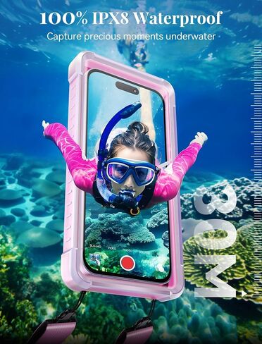 TOPGO Waterproof Phone Case with Crossbody Lanyard for Snorkeling, Diving and Filming [Underwater Screen Touchable & Water Protector] Cell Phone Dry Box Up to 7 inch for iPhone/Galaxy/Pixel- Pink in Saudi Arabia